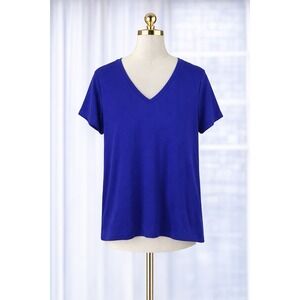 Lands' End Relaxed Knit Tee T-shirt Top 100% Supima Cotton Blue Luxe Size S